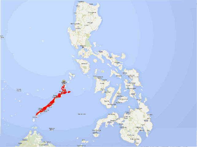 Mapa de Palawan, Filipinas